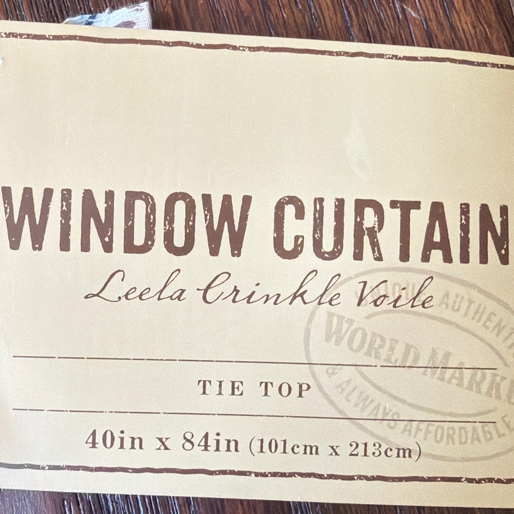 NWT Curtains Set of 2 World Market Leela Crinkle Voile Floral Tie Top 40x84 - Picture 3 of 4